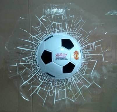 3D smashed soccer decal